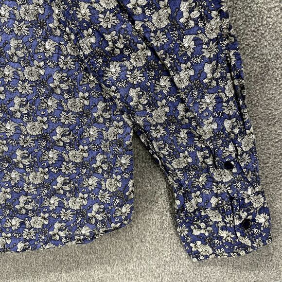 Alexander Jordan Shirt Mens‎ XL Blue Floral Long Sleeves Casual Button Down - Picture 14 of 15
